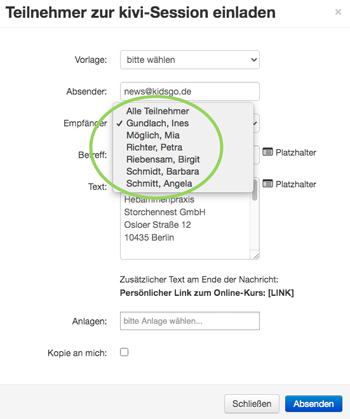 Teilnehmer zur Sitzung einladen Teilnehmer zur Sitzung einladen